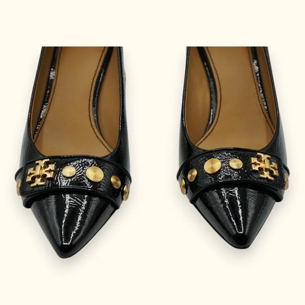TORY BURCH‎ Women's Kira Patent Leather Logo Pumps Shoes Size 7.5M #57517